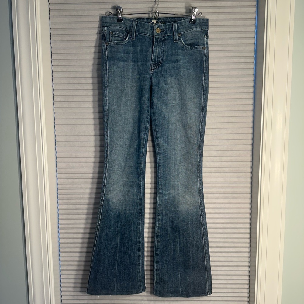 7 for All Mankind medium wash flare leg jeans